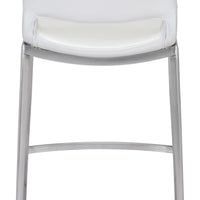 Set of Two White Faux Leather and Silver Mod Ergo Counter Chairs