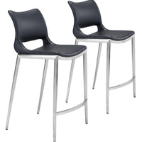 Ace Counter Chair (Set of 2) Black &amp; Silver