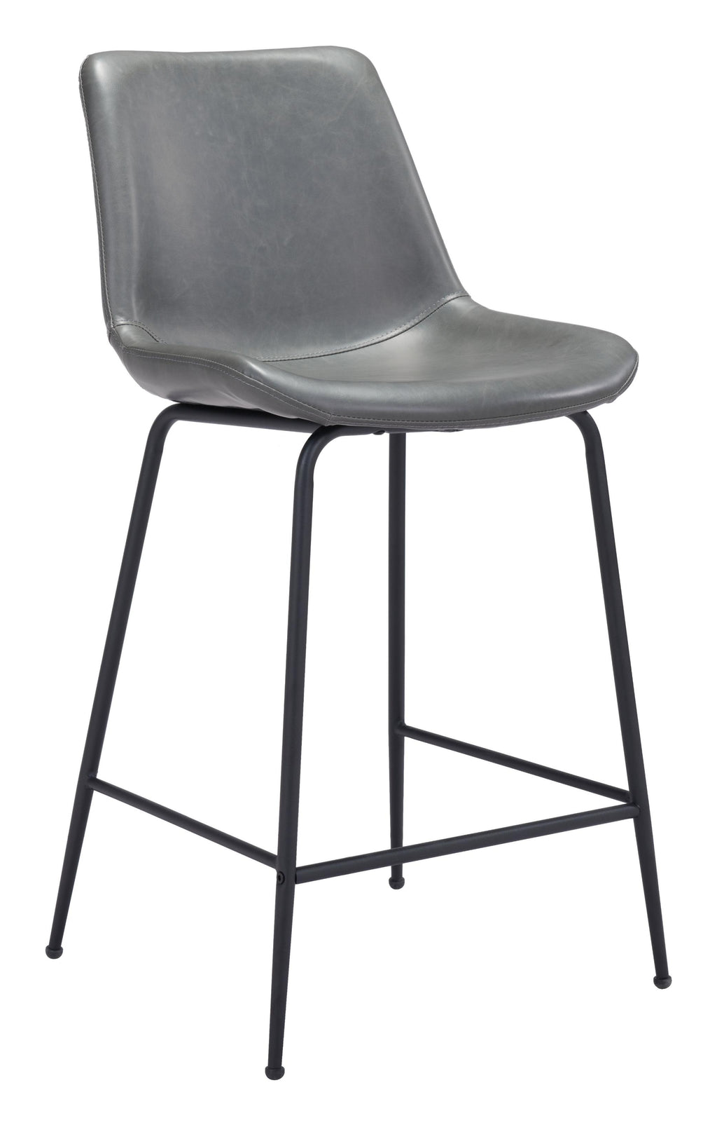 39" Gray And Black Steel Low Back Counter Height Bar Chair With Footrest