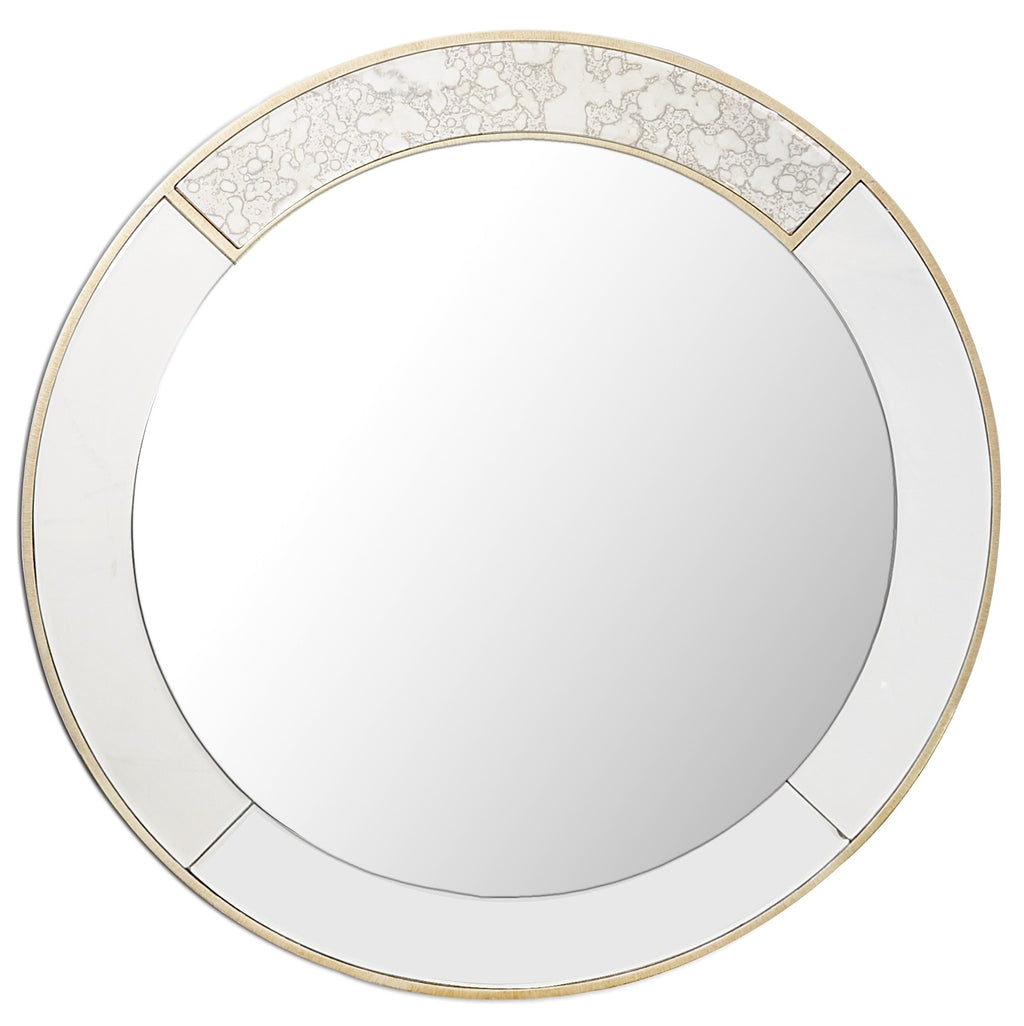 Gold Accented Round Mirror