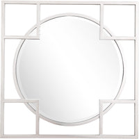 33" Rustic Square Accent Mirror Wall Mounted With Metal Frame