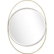 39" Painted Oval Accent Mirror Wall Mounted With Metal Frame