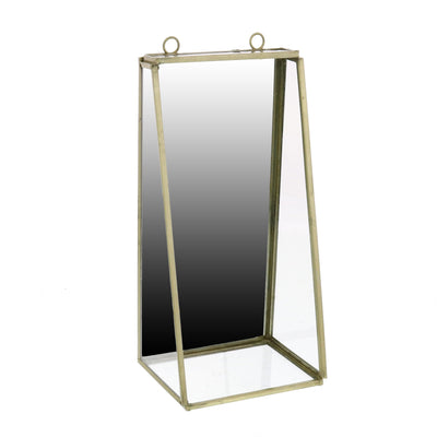 Petite Gold Metal Vanity Mirror with Shelf