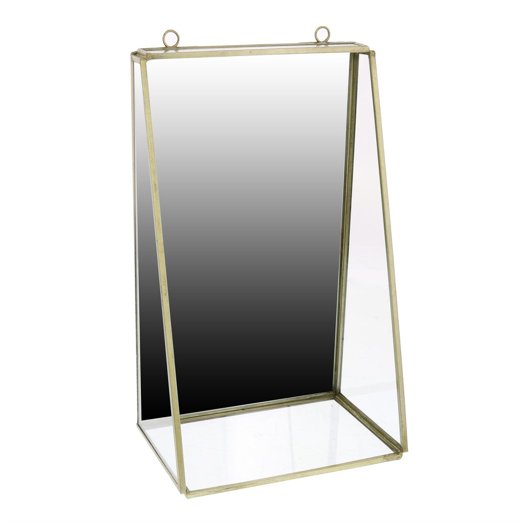 Gold Metal Vanity Mirror with Shelf