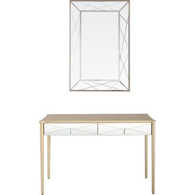 Champagne Finish Mirror and Console Table