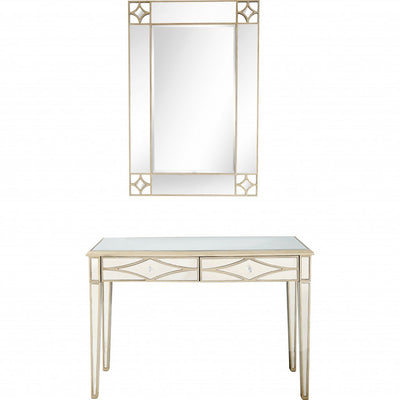 Champagne Finish Mirror and Console Table