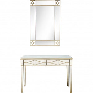 Champagne Finish Mirror and Console Table