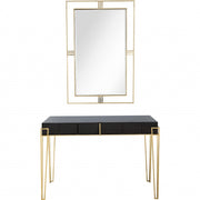 Modern Black and Gold Console Table and Mirror Set