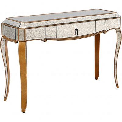 Antiqued Gold Wooden Console Table