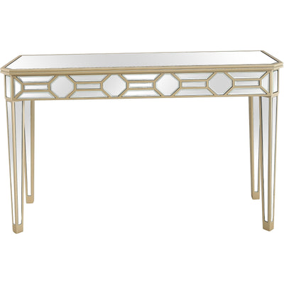 Gold Trimmed Mirrored Console Table