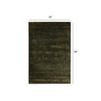 2’ x 8’ Seaweed Green Modern Shimmery Runner Rug