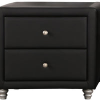 Black Upholstered 2 Drawer Nightstand