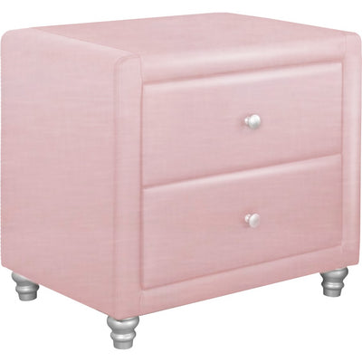 Pink Upholstered 2 Drawer Nightstand