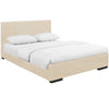 Beige Upholstered Full Platform Bed