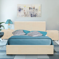 Beige Upholstered Full Platform Bed