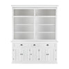 Classic White Hutch Bookcase with 5 Doors and 3 Drawers