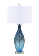 Set of 2 Shades of Blue Bubble Glass Table Lamps