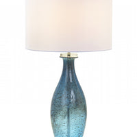 Set of 2 Shades of Blue Bubble Glass Table Lamps