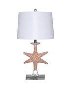 Set of 2 Orange Coastal Starfish Table Lamps