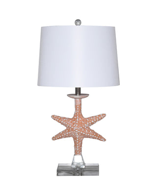 Set of 2 Orange Coastal Starfish Table Lamps