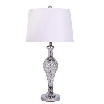 Set of 2 Silver Acrylic Beads Metal Table Lamps
