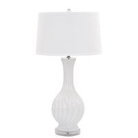 Set of 2 White Curved Ceramic Table Lamps