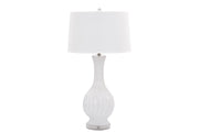 Set of 2 White Curved Ceramic Table Lamps
