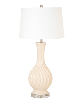 Set of 2 Beige Curved Ceramic Table Lamps