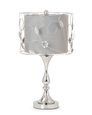 Set of 2 Silver Floral Metal Table Lamps