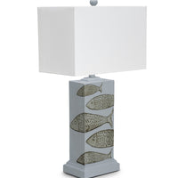 Set of 2 Gray and Gold Sea Fish Table Lamps