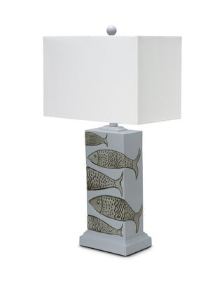 Set of 2 Gray and Gold Sea Fish Table Lamps