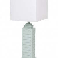 Set of 2 Powder Blue Slatted Table Lamps with Square Shade