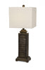 Set of 2 Brown Slatted Table Lamps with Square Shade