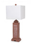 Set of 2 Light Red Louver Base Table Lamps with USB