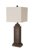 Set of 2 Brown Louver Base Table Lamps with USB