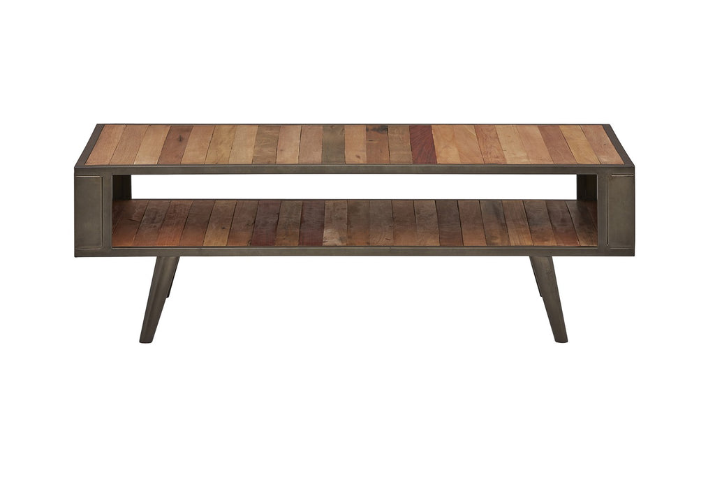 47" Rustic Brown Recycled Wood Open Shelf Coffee Table