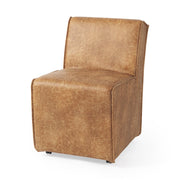 Carmel Brown Faux Leather Wedge Dining Chair