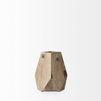 9" Natural Stain Geometric Wooden Vase
