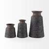 11" Brown and Blue Tribal Ceramic Vase