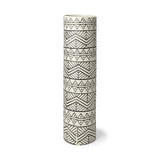 17" Black and Cream Tribal Geo Ceramic Vase