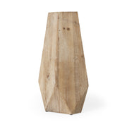 19" Natural Stain Geometric Wooden Vase