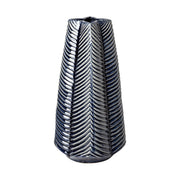 Jumbo Prussian Blue and Silver Patterned Star Vase