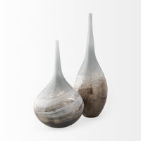 17" Heavenly Taupe and Gray Handblown Spunglass Vase