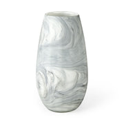 12" Gray and White Marble Design Glass Vase