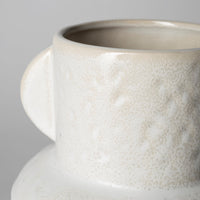 8" Whitewash Handled Textured Ceramic Vase