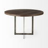 Rustic Brown Round Wood and Metal Dining Table