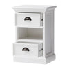 Classic White Two Drawer Nightstand Unit with Basket