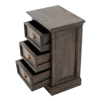 Black Wash Three Drawer Nightstand