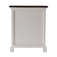 Distressed White and Deep Brown Nightstand With Shelves