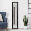 55.1in. x 11.8in. Modern Plastic Frame Black Rectangular Leaning Wall-mounted Mirror Bedroom Bathroom Mirror